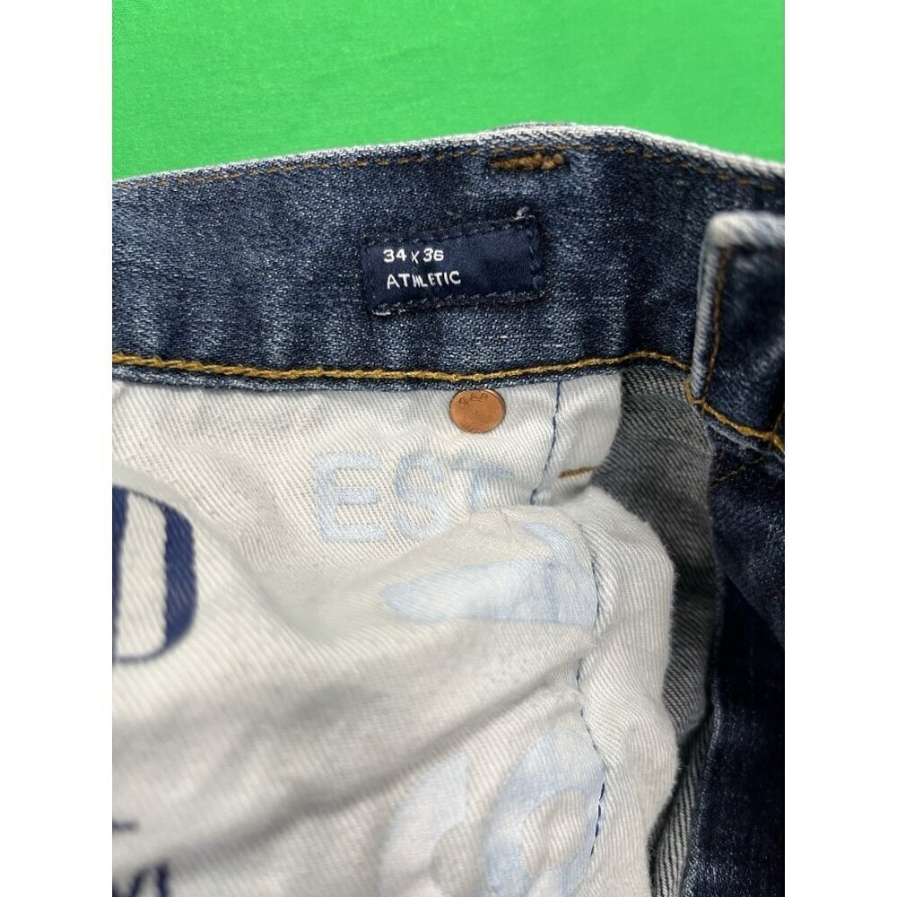 Sexy GAP Jeans Size 34x36 Dark Wash Athletic Fit Tapered Leg Stretch Denim💙 - Picture 4 of 5